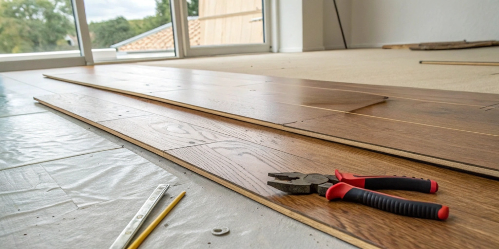 Установка МДФ плит на пол Установка МДФ плит на пол